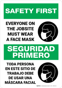 Safety First: Everyone On The Jobsite Bilingual Spanish Portrait - Wall Sign