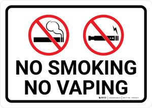 No Smoking No Vaping with Icons V2 Landscape - Wall Sign