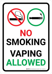 No Smoking - Vaping Allowed Portrait - Wall Sign
