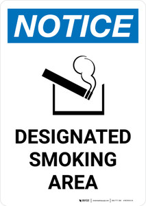 Notice: Designated Smoking Area with Icon Portrait - Wall Sign