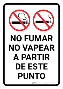 No Smoking No Vaping Beyond This Point Spanish Portrait - Wall Sign