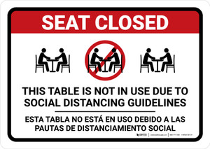 Seat Closed This Table Is Not In Use Bilingual Spanish Landscape - Wall Sign Seat Closed This Table Is Not In Use Bilingual Spanish Landscape - Wall Sign