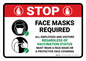 Stop: Face Mask Required Regardless Of Vaccination Status Landscape - Wall Sign