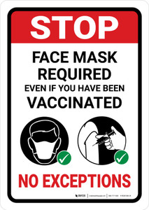 Stop: Face Mask Required - No Exceptions Portrait - Wall Sign