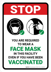Stop: You Are Required To Wear a Face Mask in This Facility Portrait - Wall Sign