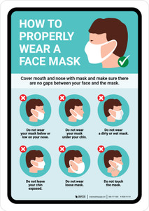 How To Properly Wear A Face Mask V2 Portrait - Wall Sign