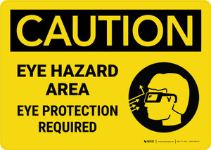 Caution: Eye Hazard Area Eye Protection Required with Icon Landscape - Wall Sign