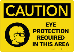 Caution: Eye Protection Required In This Area with Icon Landscape - Wall Sign