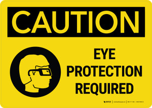 Caution: Eye Protection Required with Icon Landscape - Wall Sign