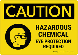Caution: Hazardous Chemical Eye Protection Required with Icon Landscape - Wall Sign