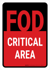 FOD Critical Area Black/Red Portrait - Wall Sign