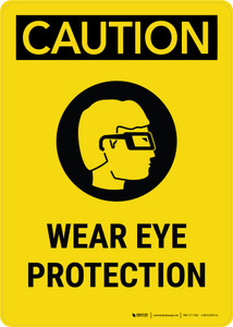 Caution: Wear Eye Protection with Icon Portrait - Wall Sign