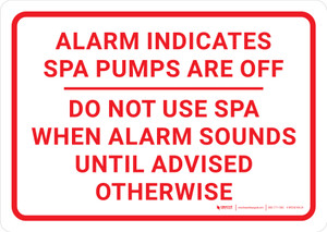 Alarm Indicates Spa Pumps Are Off Landscape - Wall Sign
