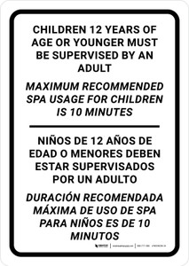 Children Spa Use Bilingual Spanish Portrait - Wall Sign