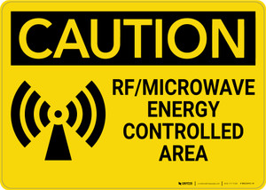 Caution: RF Microwave Energy Controlled Area - Wall Sign