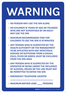 Nevada Warning SPA Rules Portrait - Wall Sign