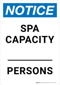 Notice: Spa Capacity _ Persons Portrait - Wall Sign