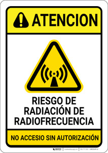 Caution: RF Radiation Hazard Spanish - Wall Sign