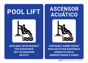 Pool Is Equipped With Handicap Lift See Pool Manager for Instructions Landscape - Wall Sign