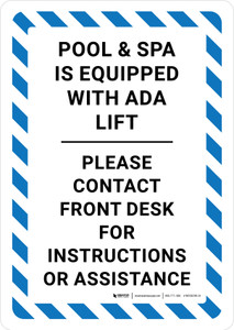 Pool Lift Available Upon Request Portrait - Wall Sign