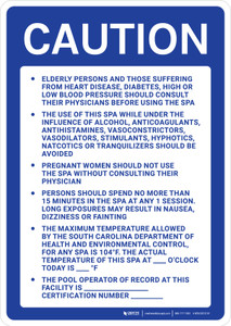 South Carolina Caution Spa Portrait - Wall Sign