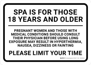 Spa Is for Those 18 Years and Older Please Limit Your Time Landscape - Wall Sign