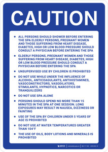 Spa Rules Caution Swimming Pool Portrait - Wall Sign