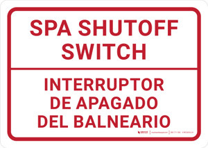 Spa Shutoff Switch Bilingual Spanish Landscape - Wall Sign