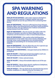Spa Warning and Regulations Portrait - Wall Sign