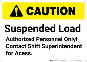 Caution: Suspended Load Authorized Personnel Only - Wall Sign