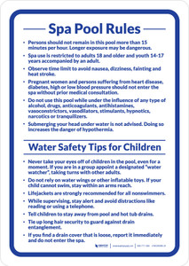 Washington DC Spa Pool Rules Portrait - Wall Sign