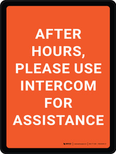 After Hours Please Use Intercom For Assistance Portrait - Wall Sign
