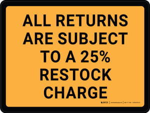 All Returns Are Subject to a 25% Restock Charge Landscape - Wall Sign