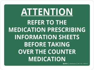 Attention: Refer To Medication Prescribing Information Sheets Landscape - Wall Sign