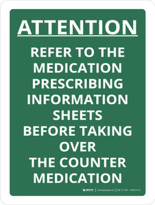 Attention: Refer To Medication Prescribing Information Sheets Portrait - Wall Sign