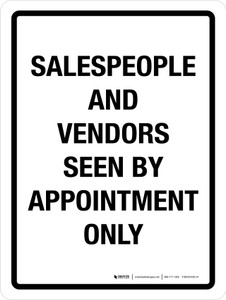 Salespeople And Vendors Seen By Appointment Only Portrait - Wall Sign