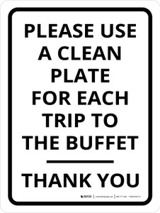 Use Clean Plate For Each Trip To Buffet Portrait - Wall Sign