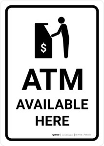 ATM Available Here Portrait - Wall Sign