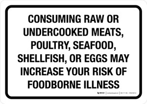 Consuming Raw Or Undercooked Meats May Increase Risk of Foodborne Illness Landscape - Wall Sign