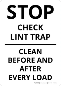 Stop Check Lint Trap Portrait - Wall Sign