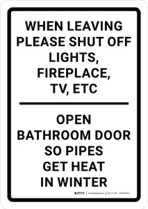 When Leaving Please Shut Off Lights Fireplace TV Portrait - Wall Sign