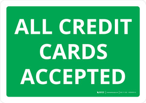 All Credit Cards Accepted Landscape - Wall Sign
