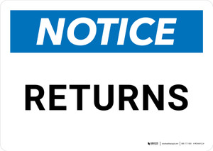 Notice: Returns Landscape - Wall Sign