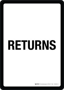 Returns White Portrait - Wall Sign