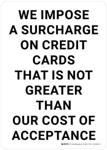 We Impose Surcharge on Credit Cards Portrait - Wall Sign