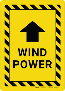 Wind Power Portrait Yellow Hazard Lines Portrait - Wall Sign