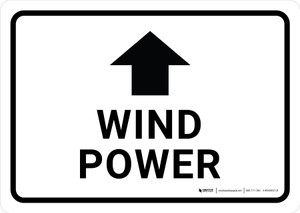 Wind Power White (with Arrow) Landscape - Wall Sign