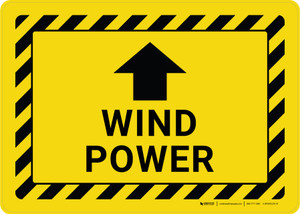 Wind Power Yellow Hazard Lines Landscape - Wall Sign