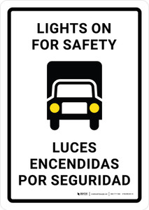 Lights On For Safety Billingual Spanish Portrait - Wall Sign
