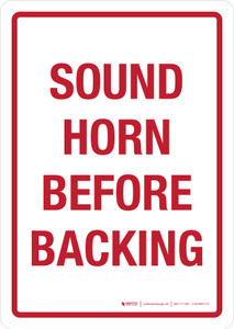 Sound Horn Before Backing Portrait - Wall Sign